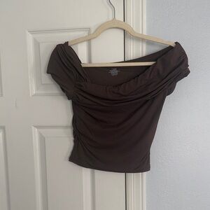 Chic Off-Shoulder Brown Blouse